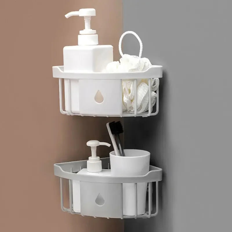 Kitchen Free Hole Shelf Bathroom Bathtub Wall Mounted Storage Rack Organizer Accessories Shower Corner