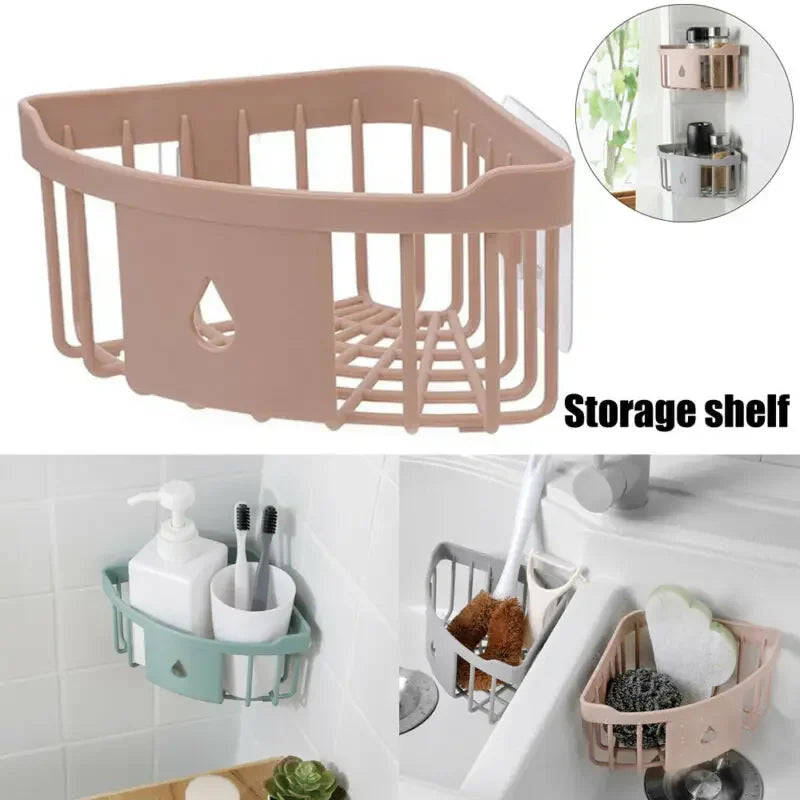 Kitchen Free Hole Shelf Bathroom Bathtub Wall Mounted Storage Rack Organizer Accessories Shower Corner