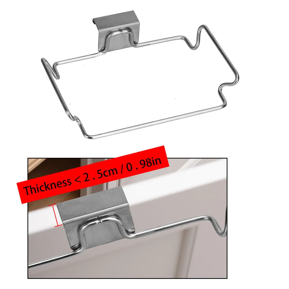 Kitchen Trash Rack Closet Stand Stainless Steel kitchen Accessories Cabinet Door Garbage Storage Holder Garbage Bags Holder